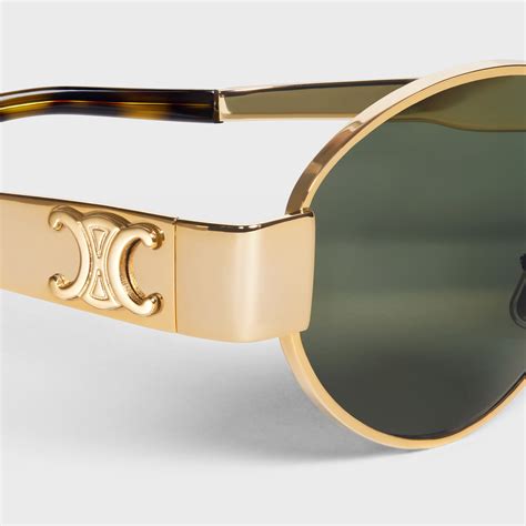 celine triomphe 01 sunglasses metal|Celine Triomphe Metal 01 Sunglasses Gold/Green .